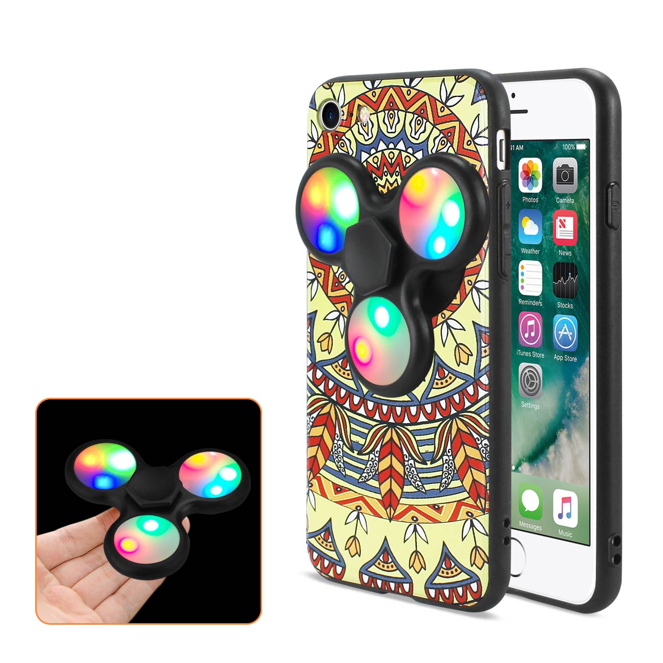 Case With Led Fidget Spinner Clip The Inspiration Of Terre Design iPhone 7/ 8/ SE2 Saffron Color