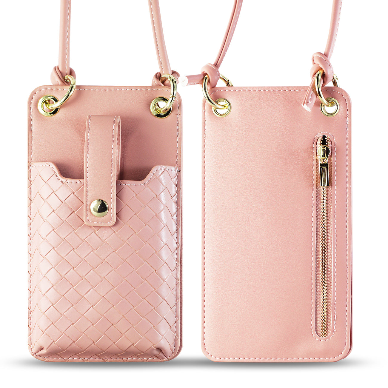 Reiko Leather Crossbody Phone Wallet Large Purse In Pink