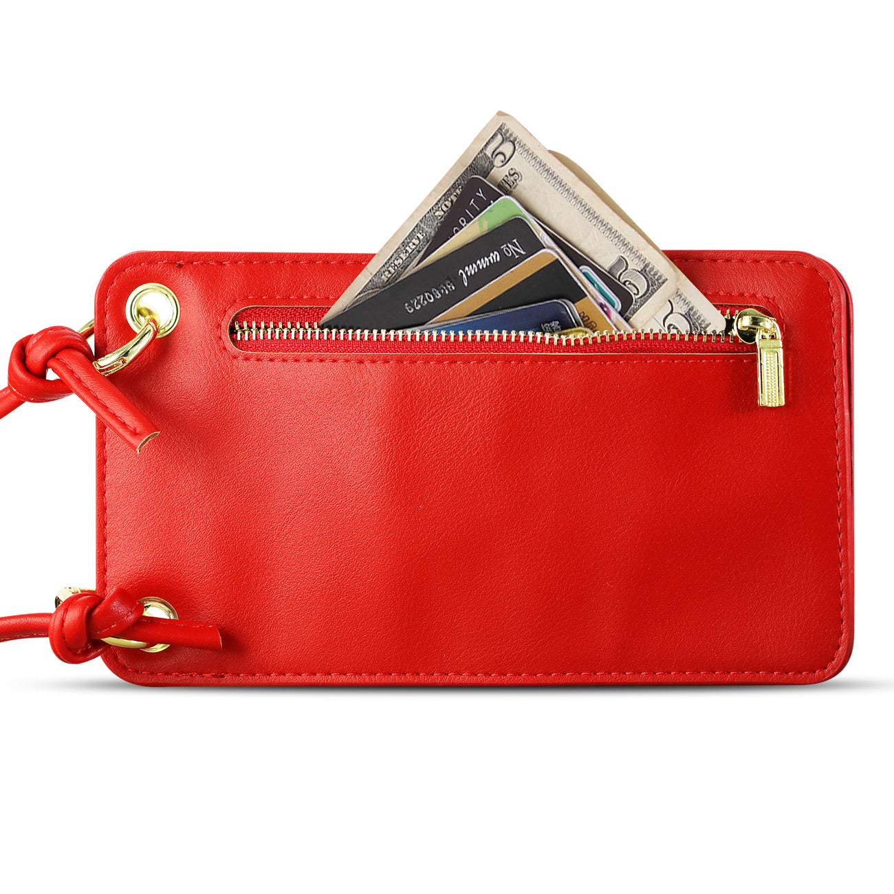 Reiko Leather Crossbody Phone Wallet Large Purse In Red