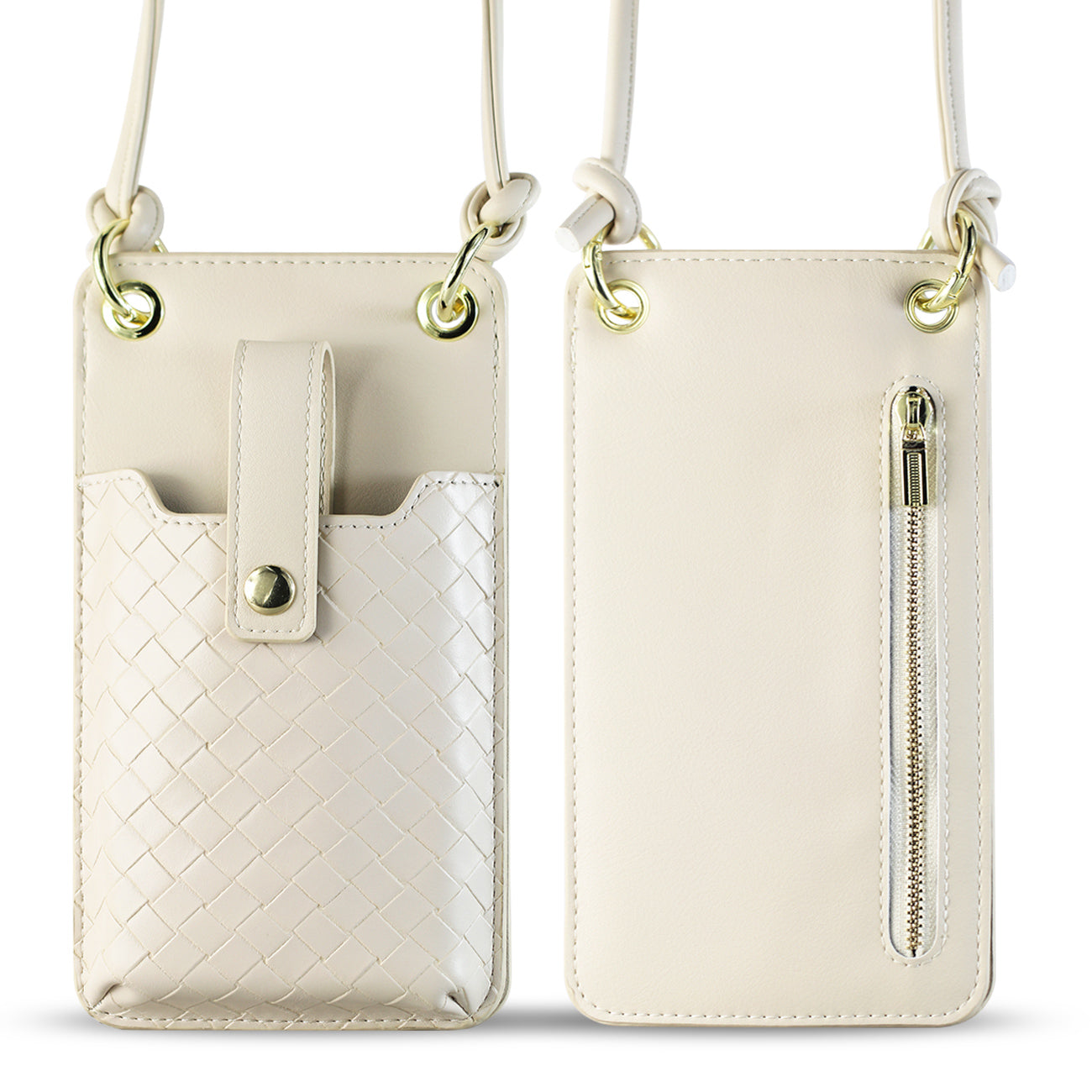 Reiko Leather Crossbody Phone Wallet Large Purse In White