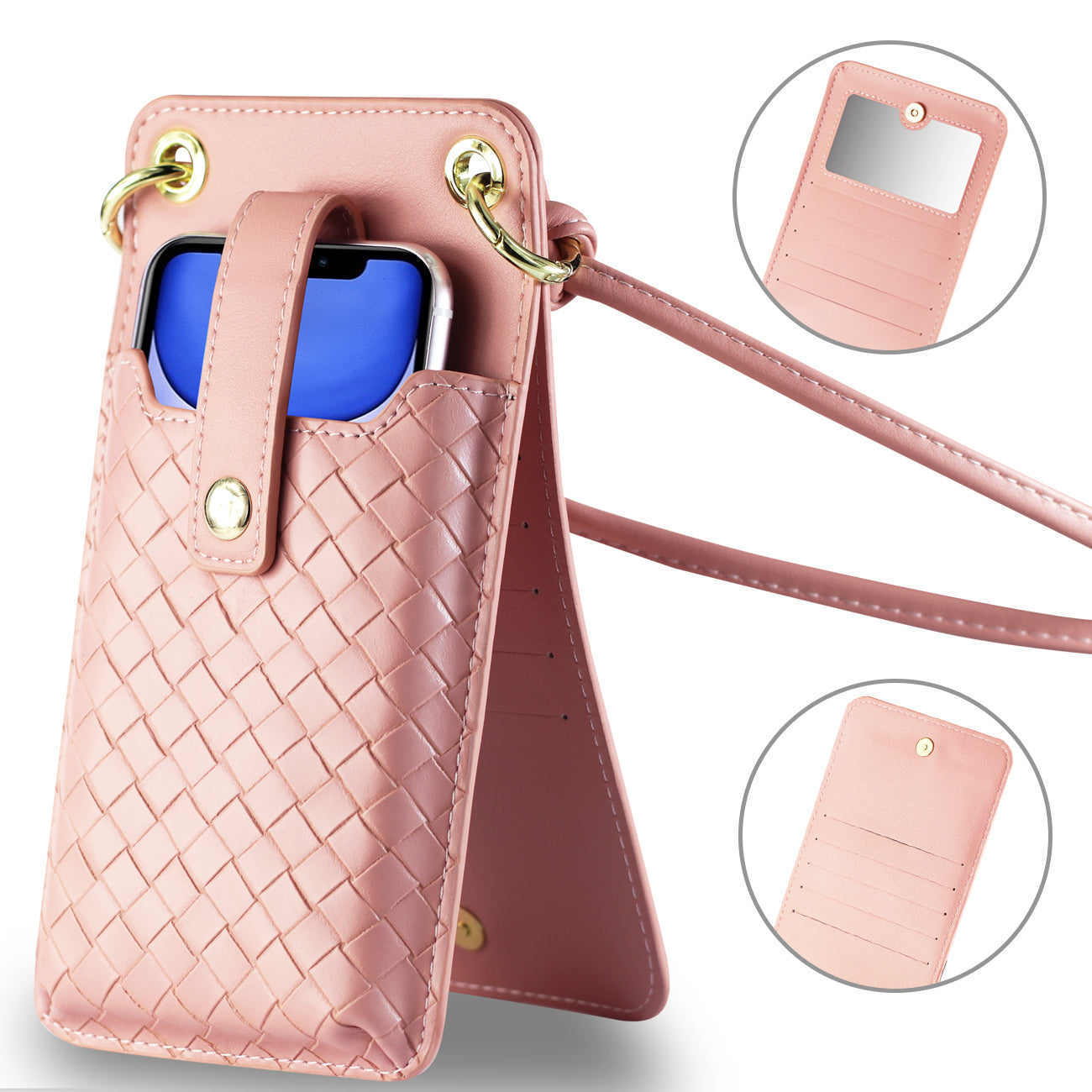 Reiko Leather Crossbody Phone Wallet Small Purse In Pink
