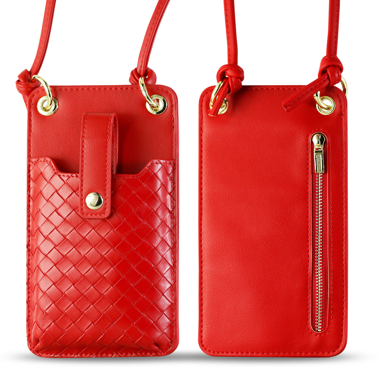Reiko Leather Crossbody Phone Wallet Small Purse In Red