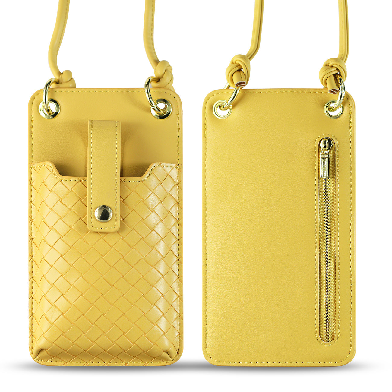 Reiko Leather Crossbody Phone Wallet Small Purse In Yellow