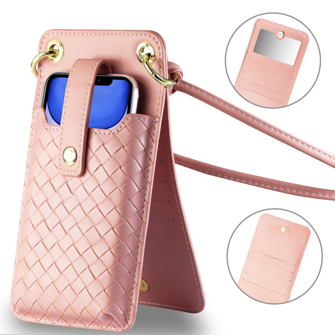 Reiko Leather Crossbody Phone Wallet Large Purse In Pink(7.0 INCH)