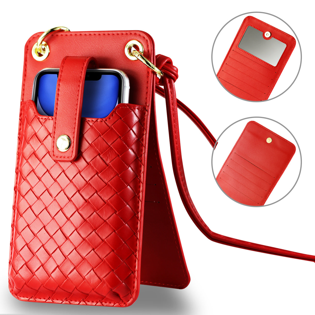 Reiko Leather Crossbody Phone Wallet Large Purse In Red(7.0 INCH)