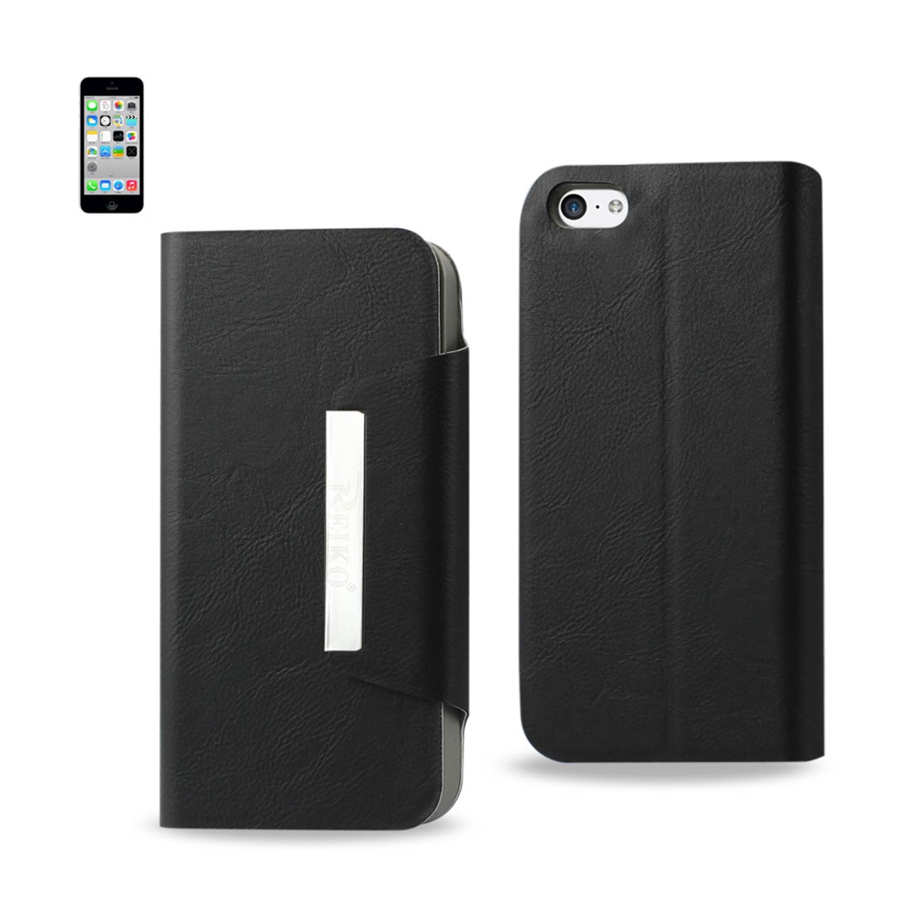 iPhone 5C Flip Folio Card Holder Case With Stand In Black