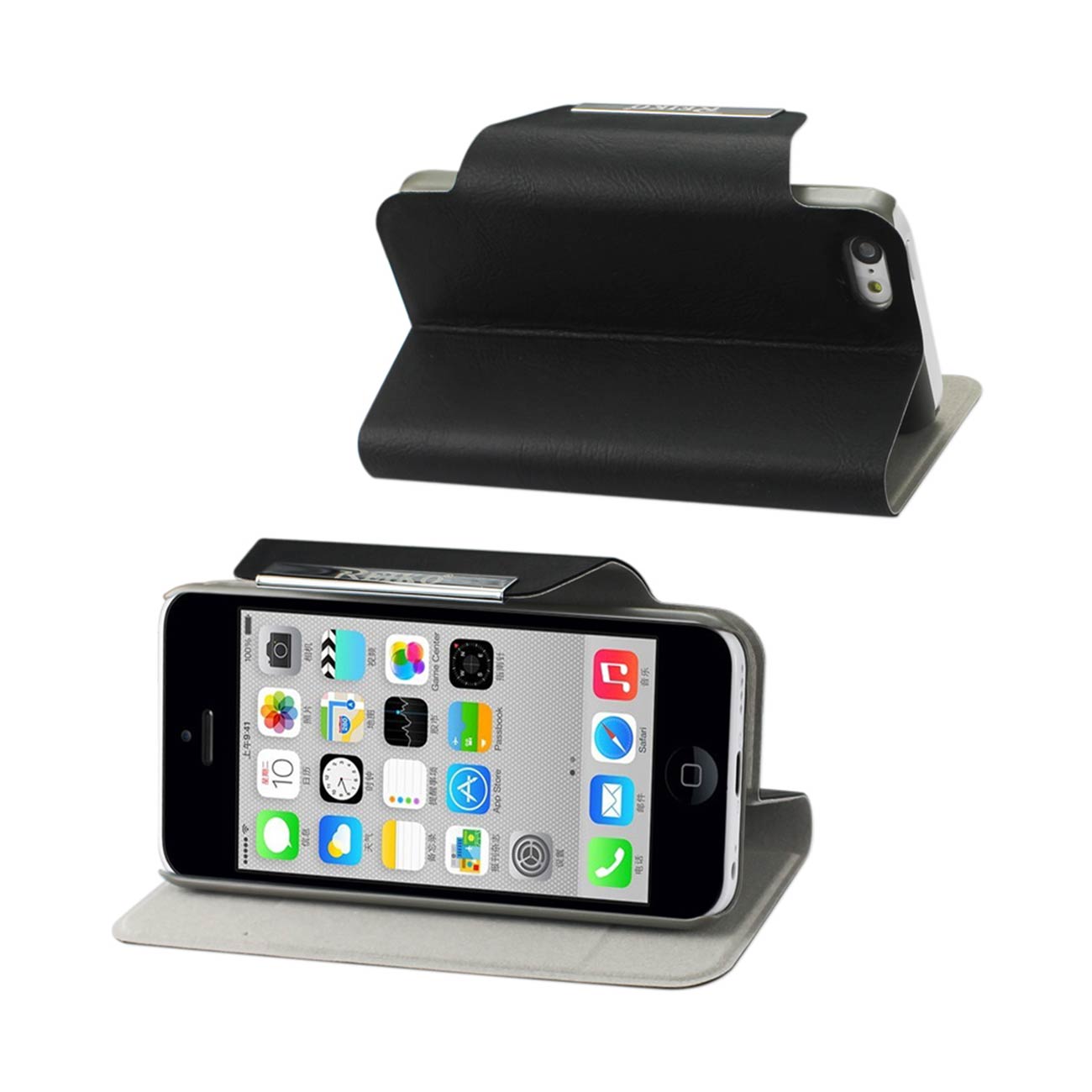 iPhone 5C Flip Folio Card Holder Case With Stand In Black