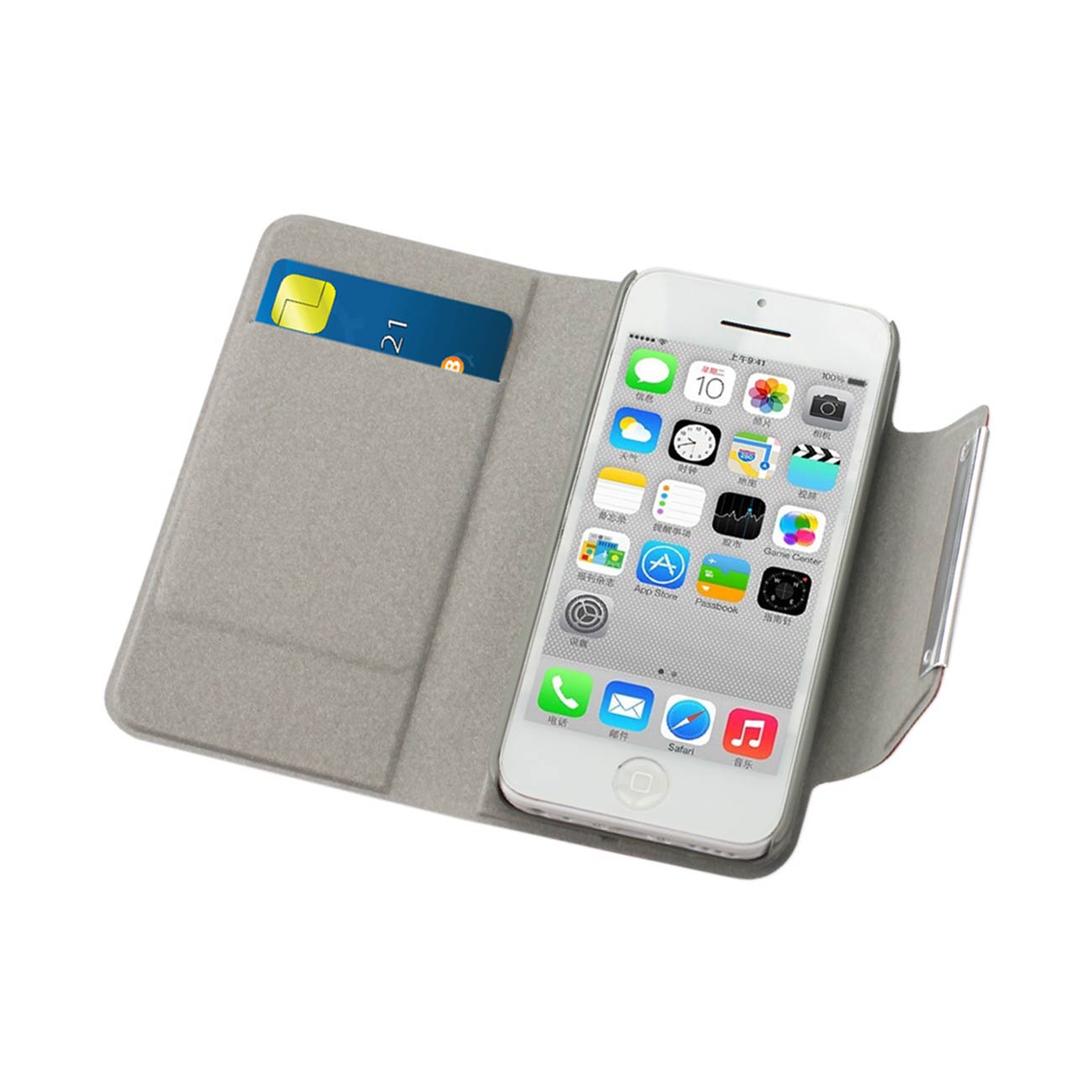 iPhone 5C Flip Folio Card Holder Case With Stand In Black