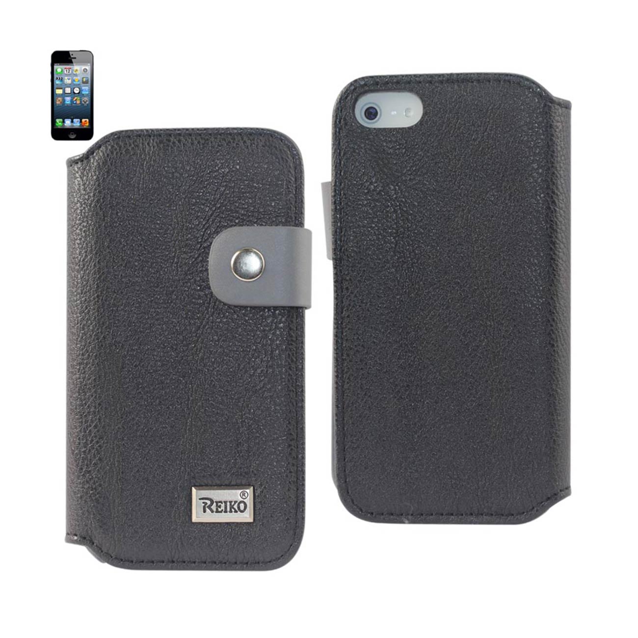 iPhone 5/5S/Se Leather Flip Case With Buckle Closure In Black