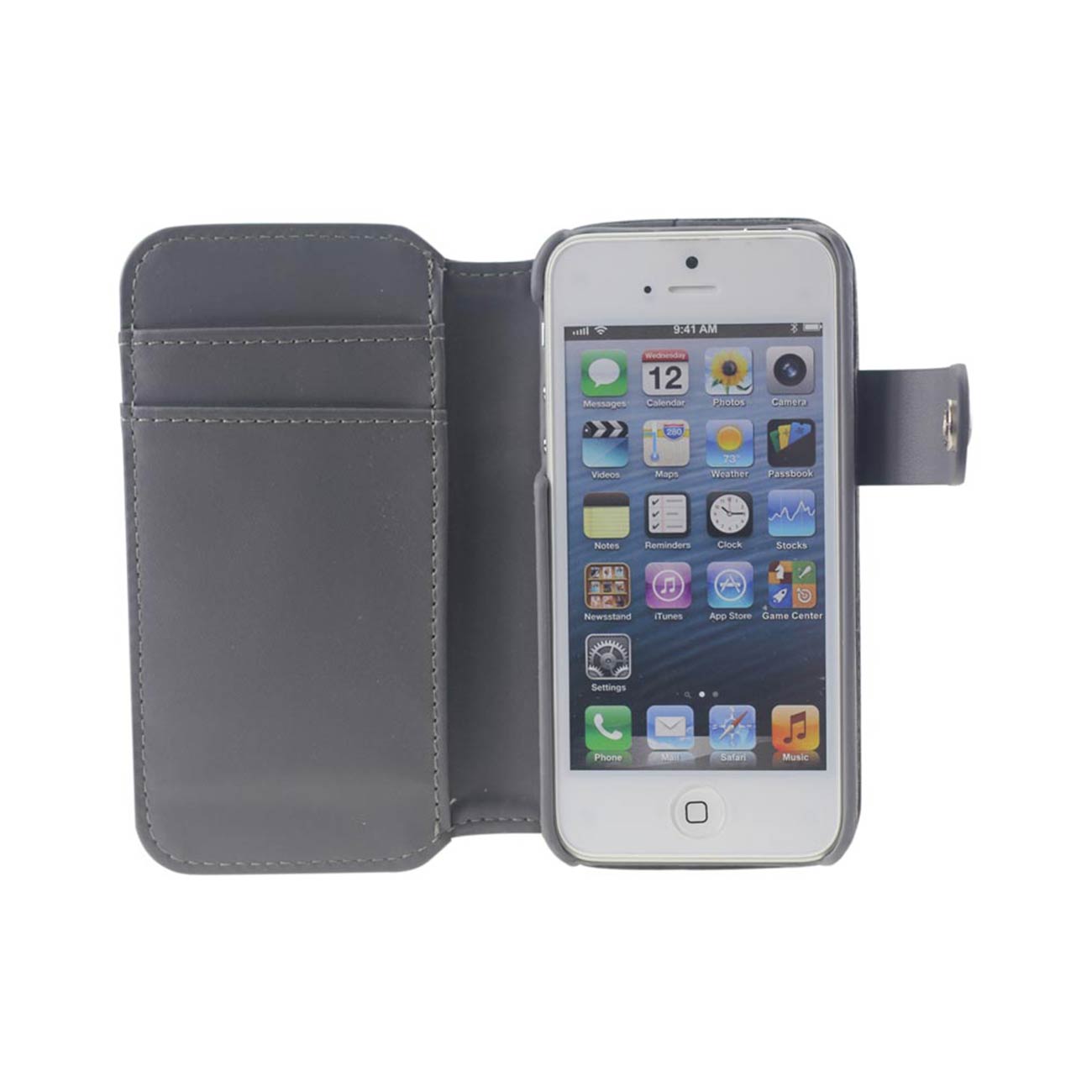 iPhone 5/5S/Se Leather Flip Case With Buckle Closure In Black
