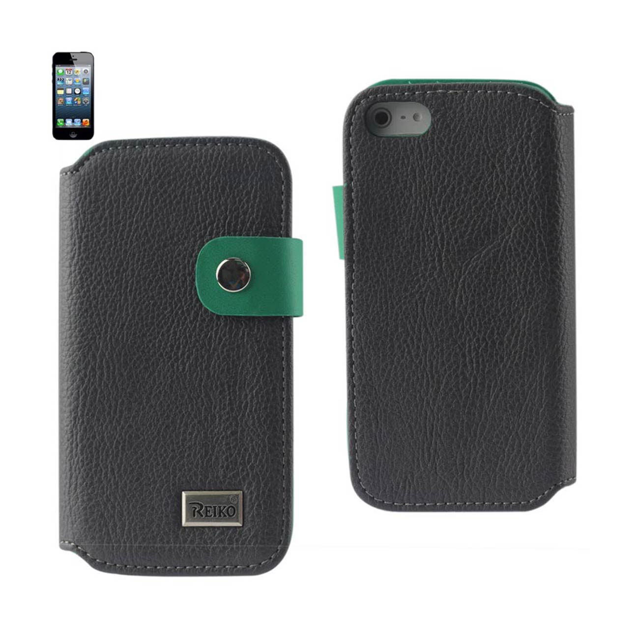 iPhone 5/5S/Se Leather Flip Case With Buckle Closure In Grey