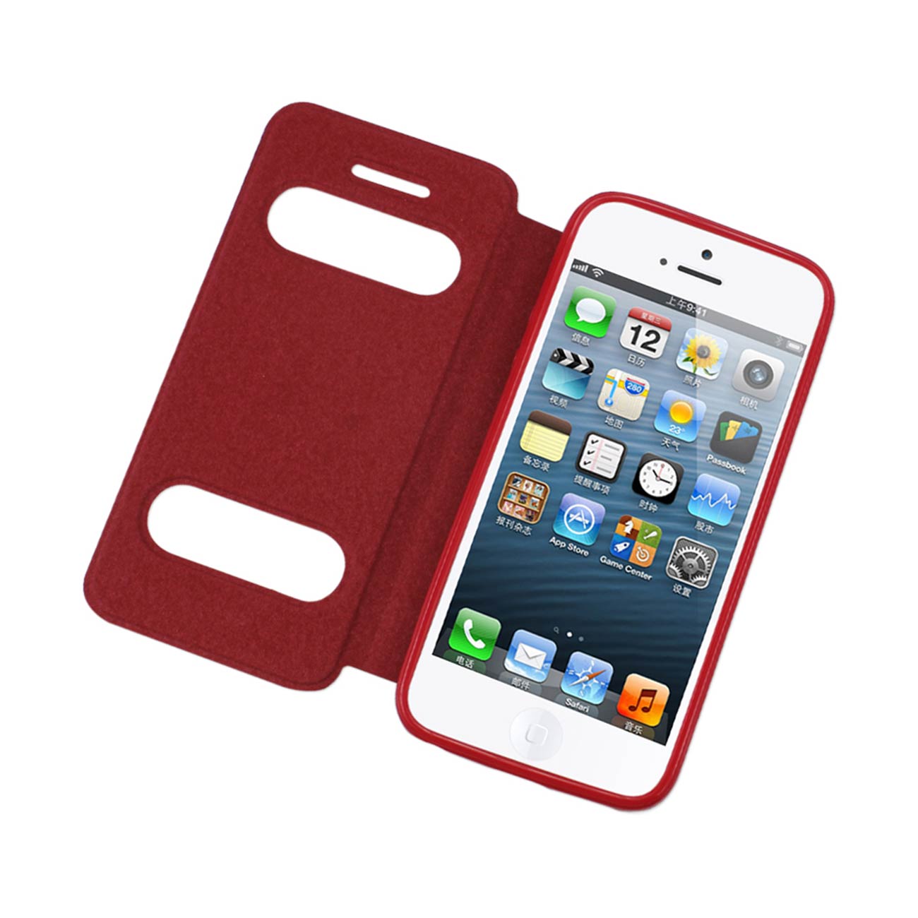 Case Flip Smart Window iPhone SE/ 5S/ 5 Red Color
