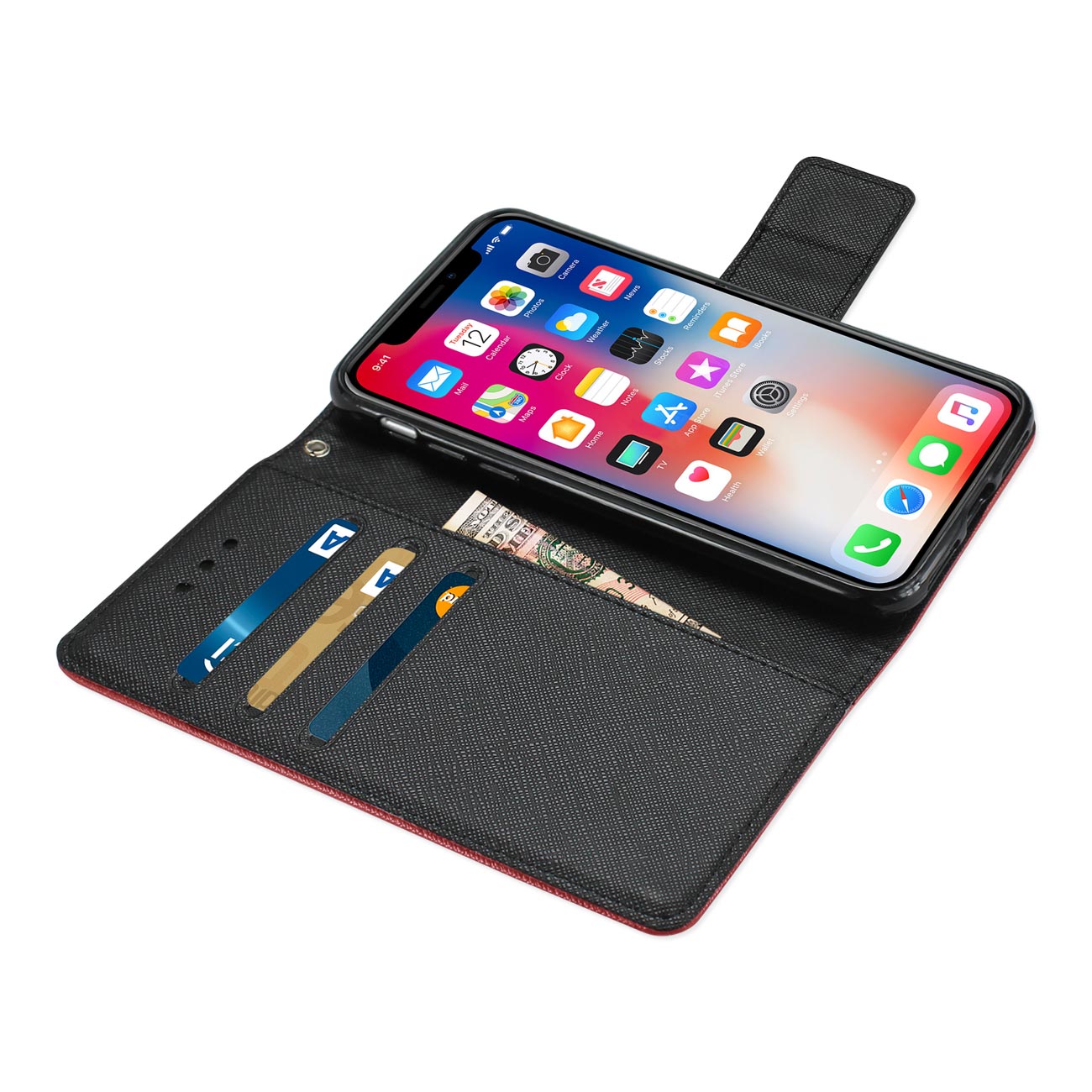 Wallet Case 3 In 1 iPhone X/ iPhone XS Red Color