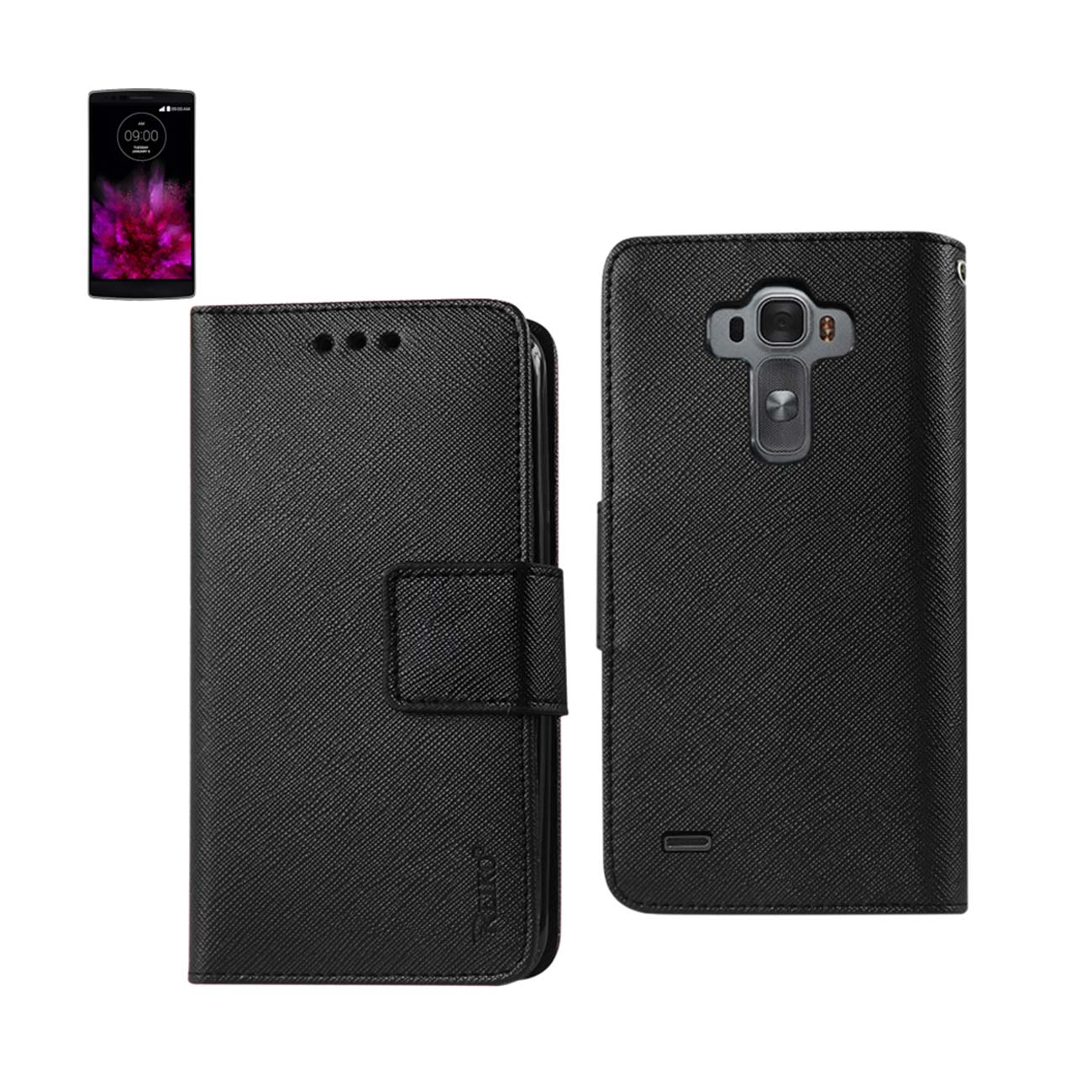 Wallet Case 3-In-1 LG G Flex 2 Black Color
