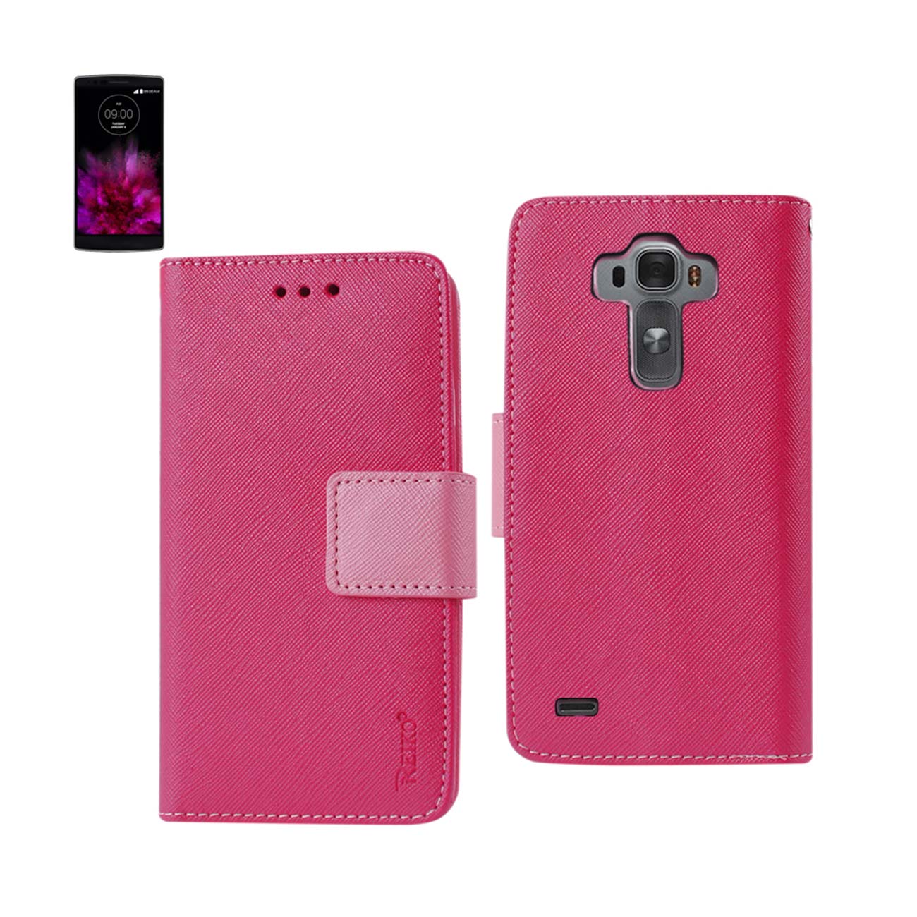 Wallet Case 3-In-1 LG G Flex 2 Hot Pink Color