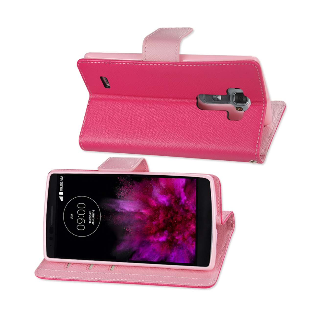 Wallet Case 3-In-1 LG G Flex 2 Hot Pink Color
