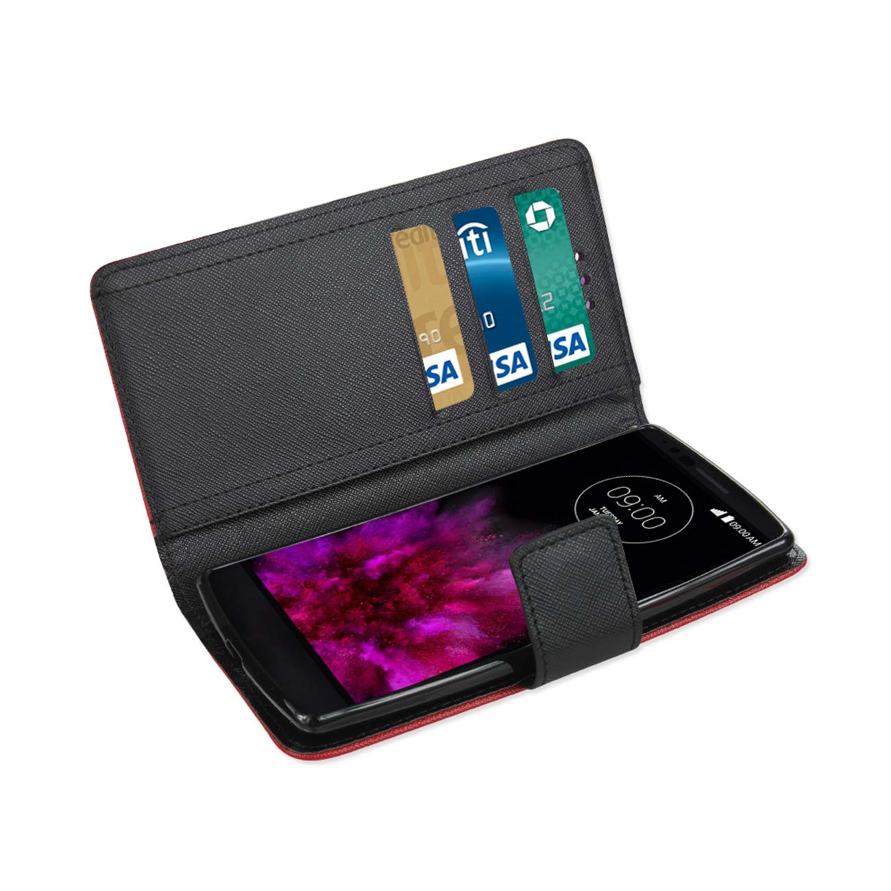 Wallet Case 3-In-1 LG G Flex 2 Red Color