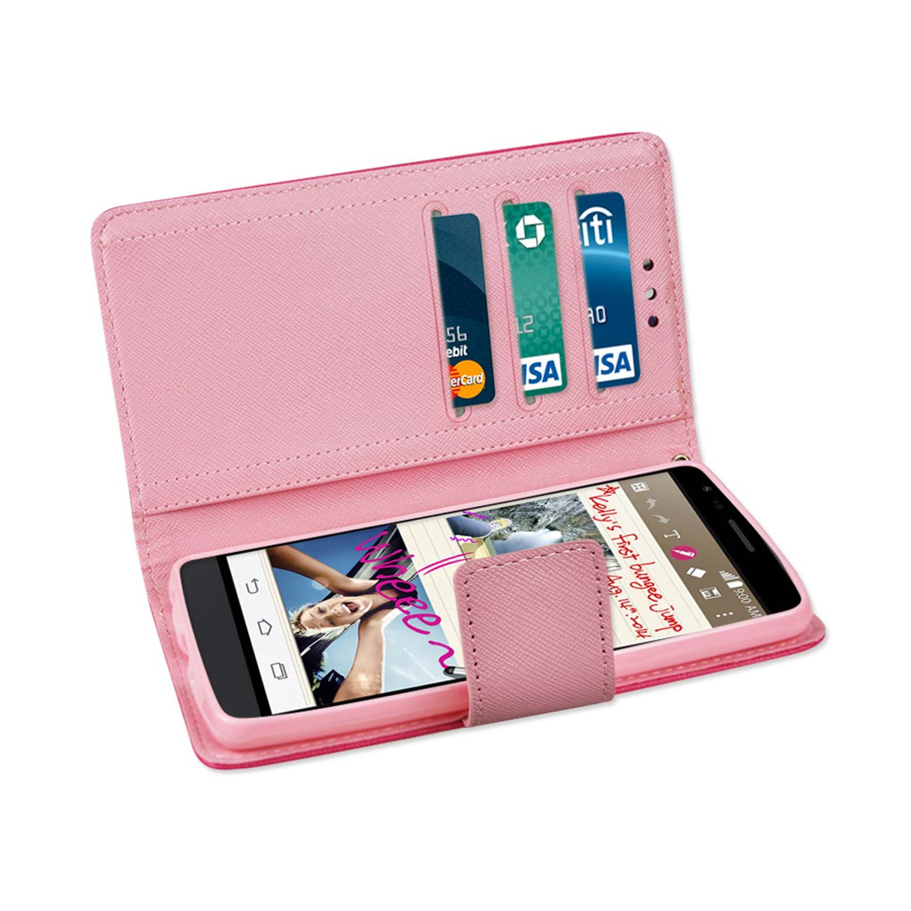 Wallet Case 3-In-1 LG G Stylus Hot Pink Color