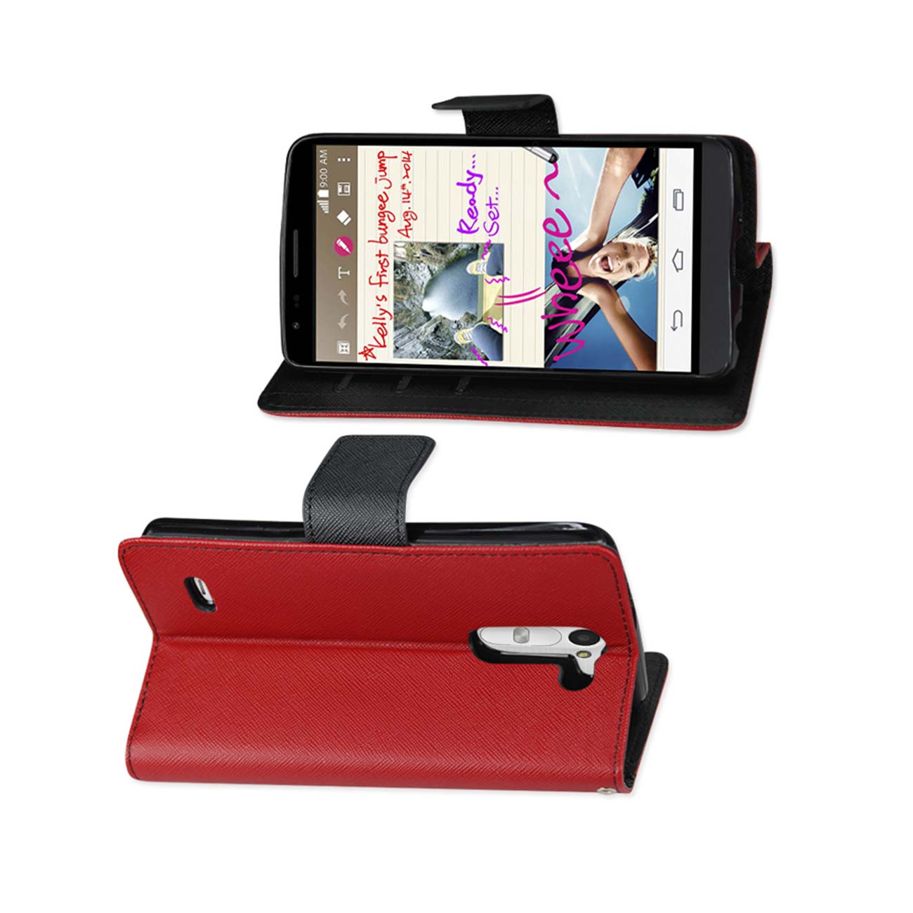 Wallet Case 3-In-1 LG G Stylus Red Color