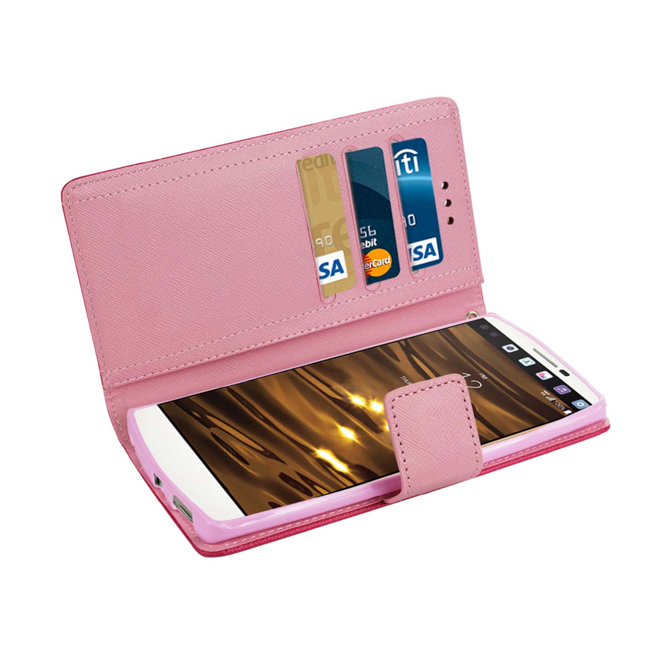 Wallet Case 3-In-1 LG V10 Hot Pink Color