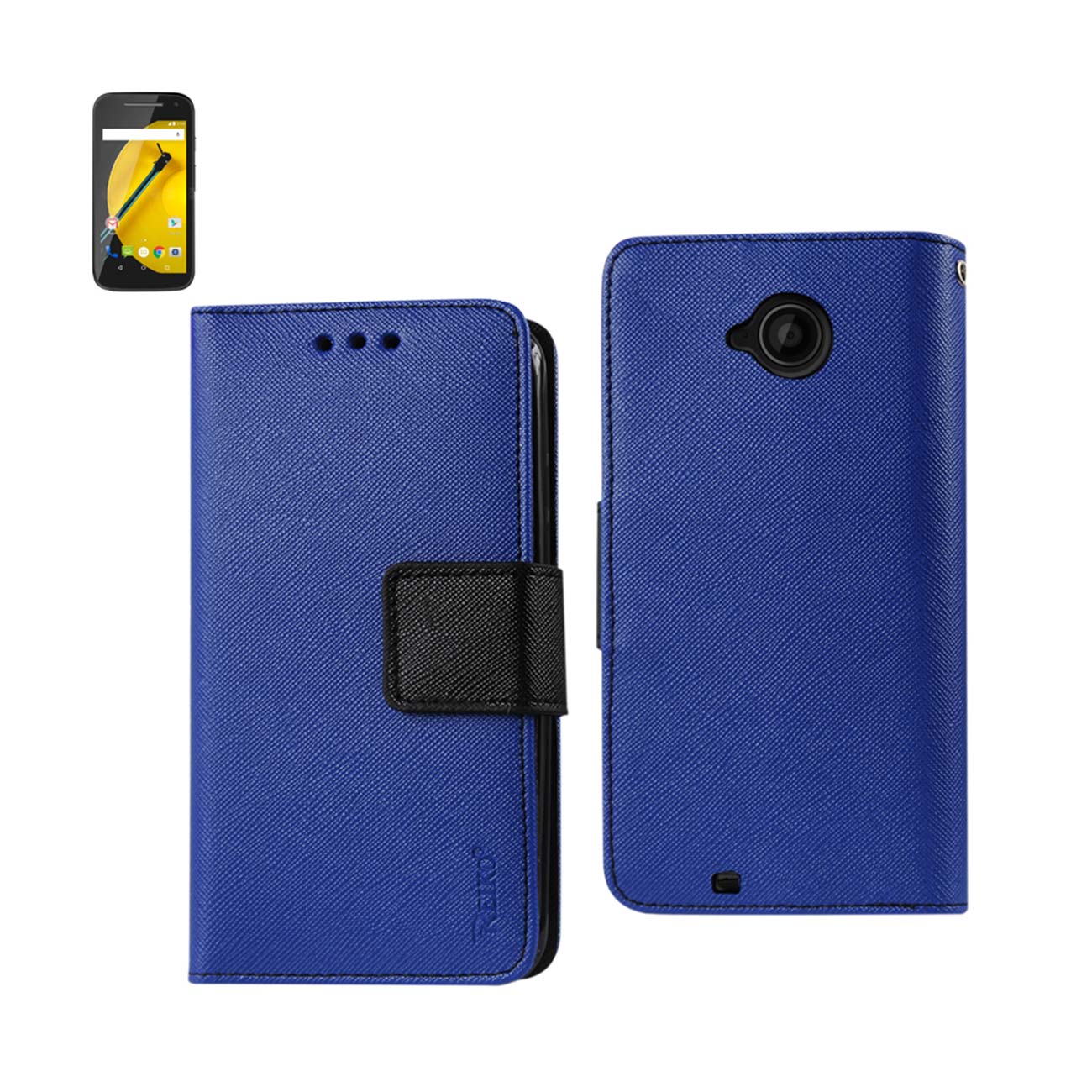 Wallet Case 3 In 1 Motorola Moto E 2015 Navy Color