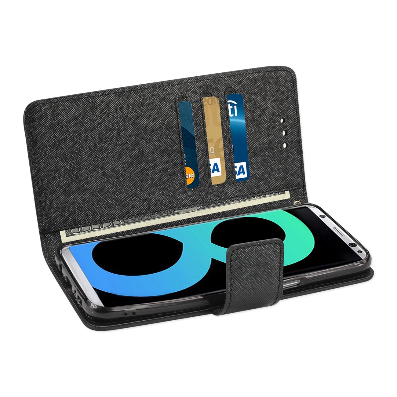Wallet Case 3 In 1 Samsung Galaxy S8 Edge/ S8 Plus Black Color