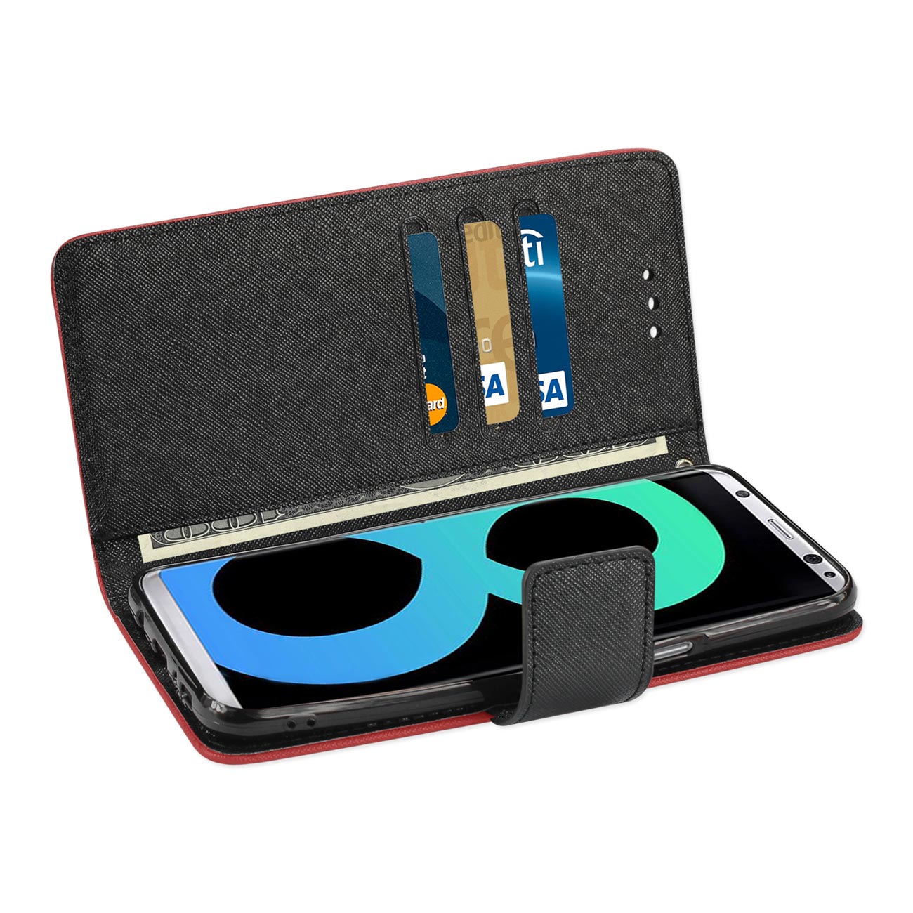 Wallet Case 3 In 1 Samsung Galaxy S8 Edge/ S8 Plus Red Color