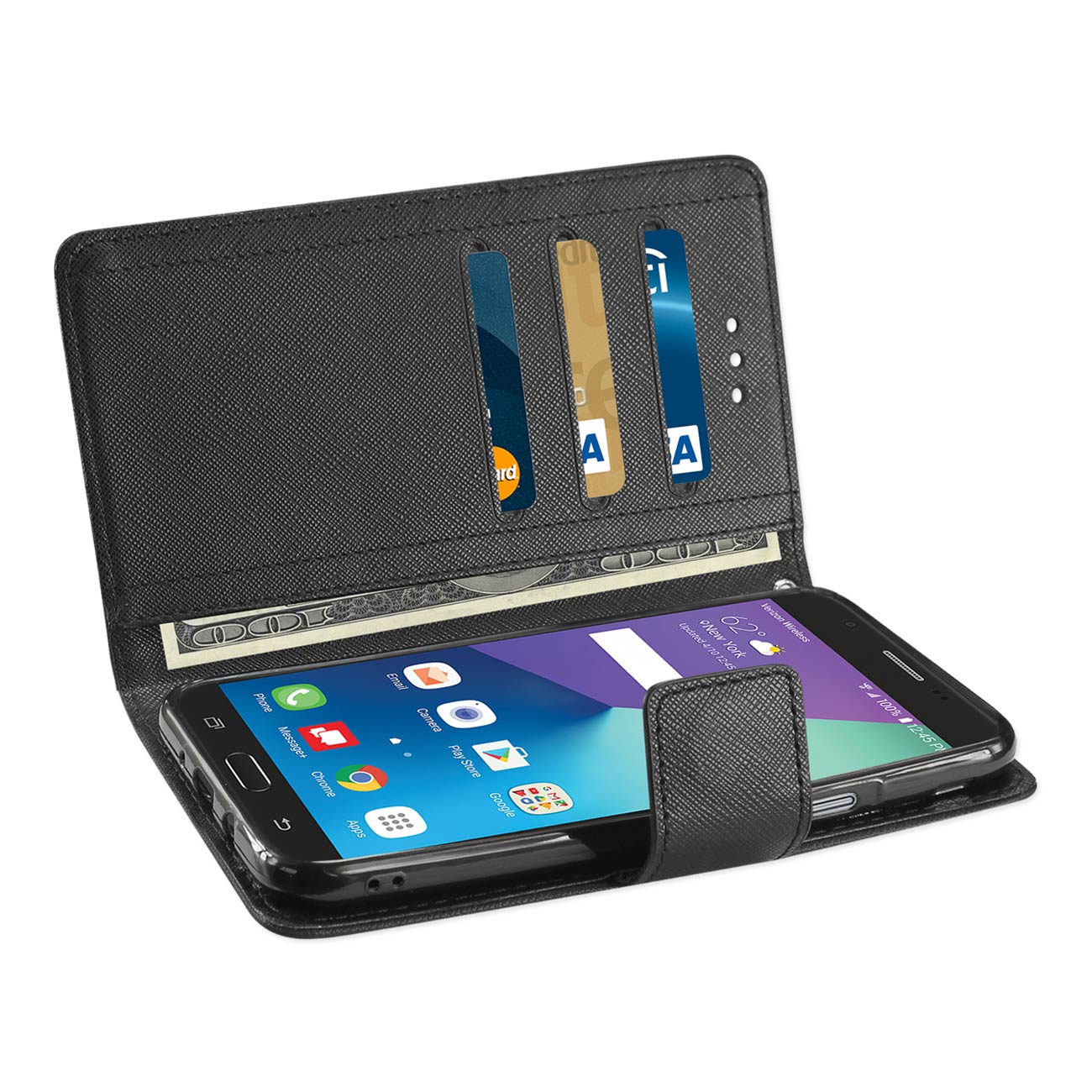 Wallet Case 3 In 1 Samsung Galaxy J7 V 2017 Black Color
