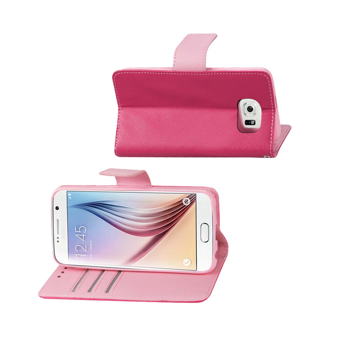 Wallet Case 3-In-1 Samsung Galaxy S6 Hot Pink Color