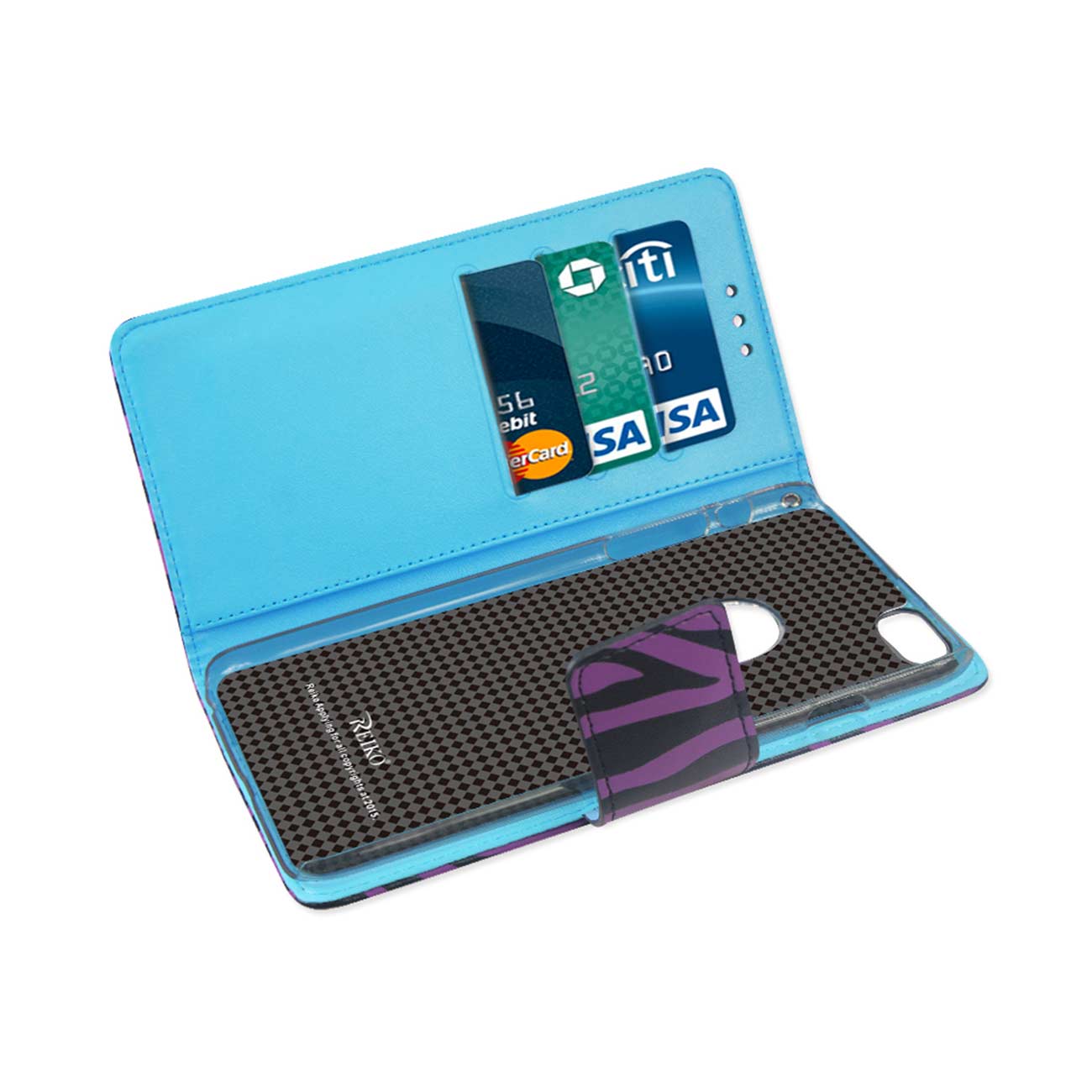 Wallet Case Animal Zebra Print 3-In-1 iPhone 6 Plus Purple Color