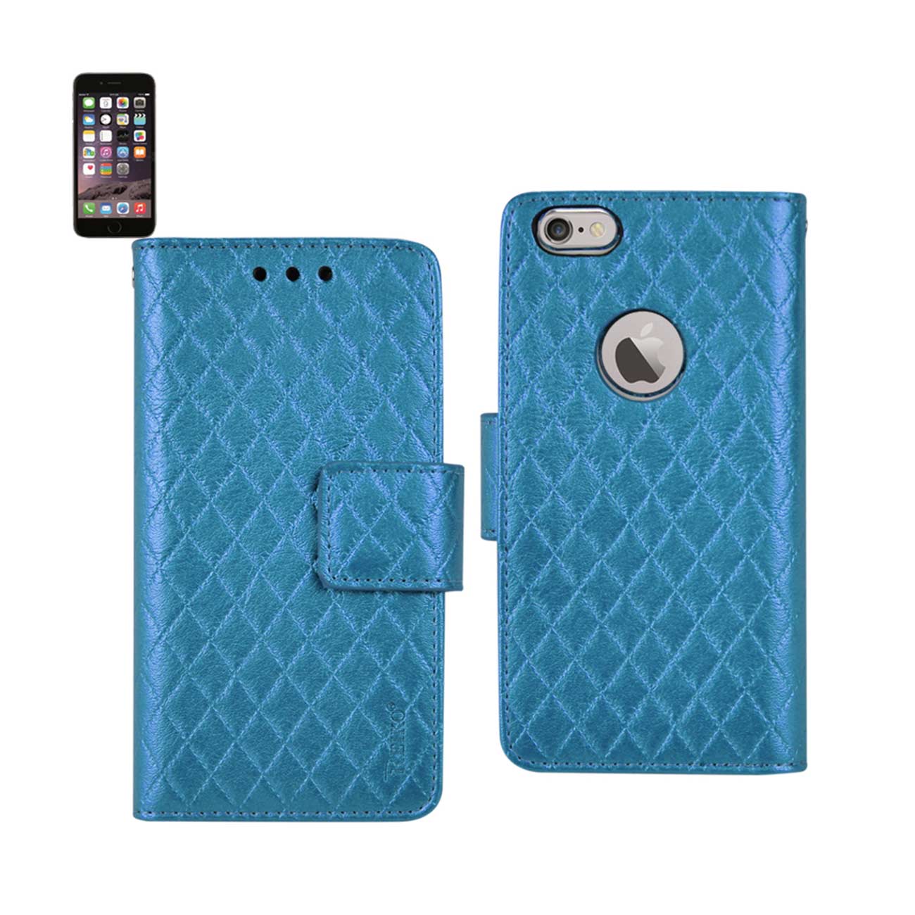 Wallet Case Rhombus iPhone 6 Plus Blue Color