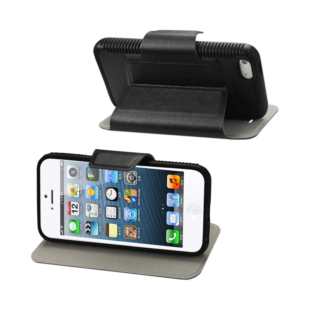 Case Flip With Kickstand Double Protection iPhone 5/ 5S/ SE Black Color