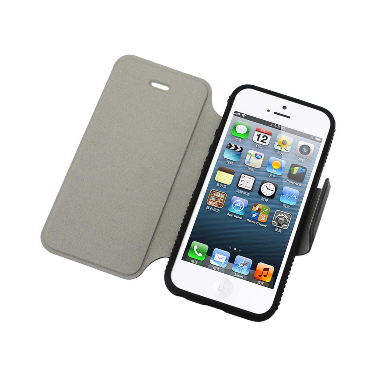 Case Flip With Kickstand Double Protection iPhone 5/ 5S/ SE Black Color