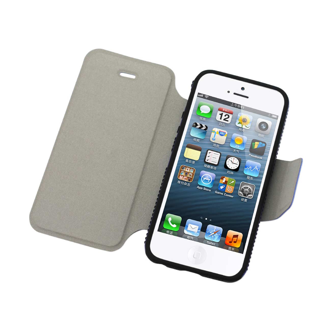 Case Flip With Kickstand Double Protection iPhone 5/ 5S/ SE Black Navy Color