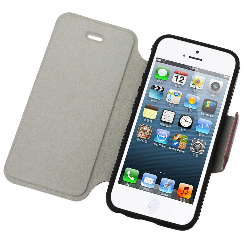 Case Flip With Kickstand Double Protection iPhone 5/ 5S/ SE Black Red Color