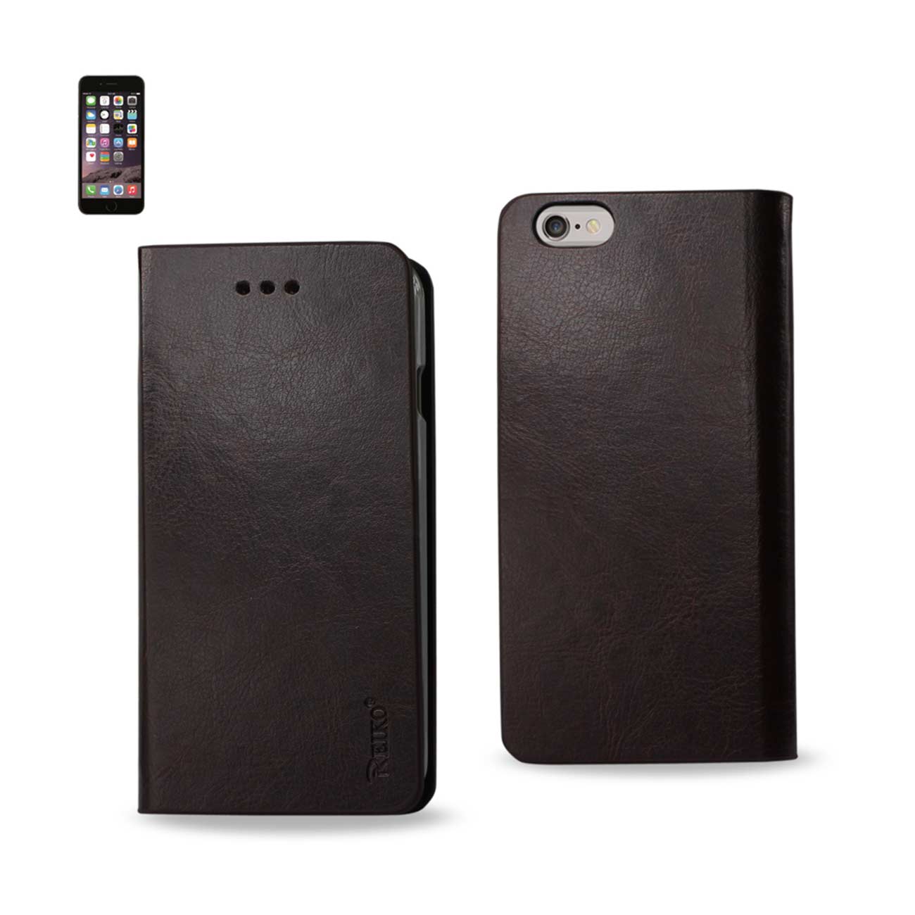 iPhone 6 Plus Flip Folio Case With Card Holder In Brown