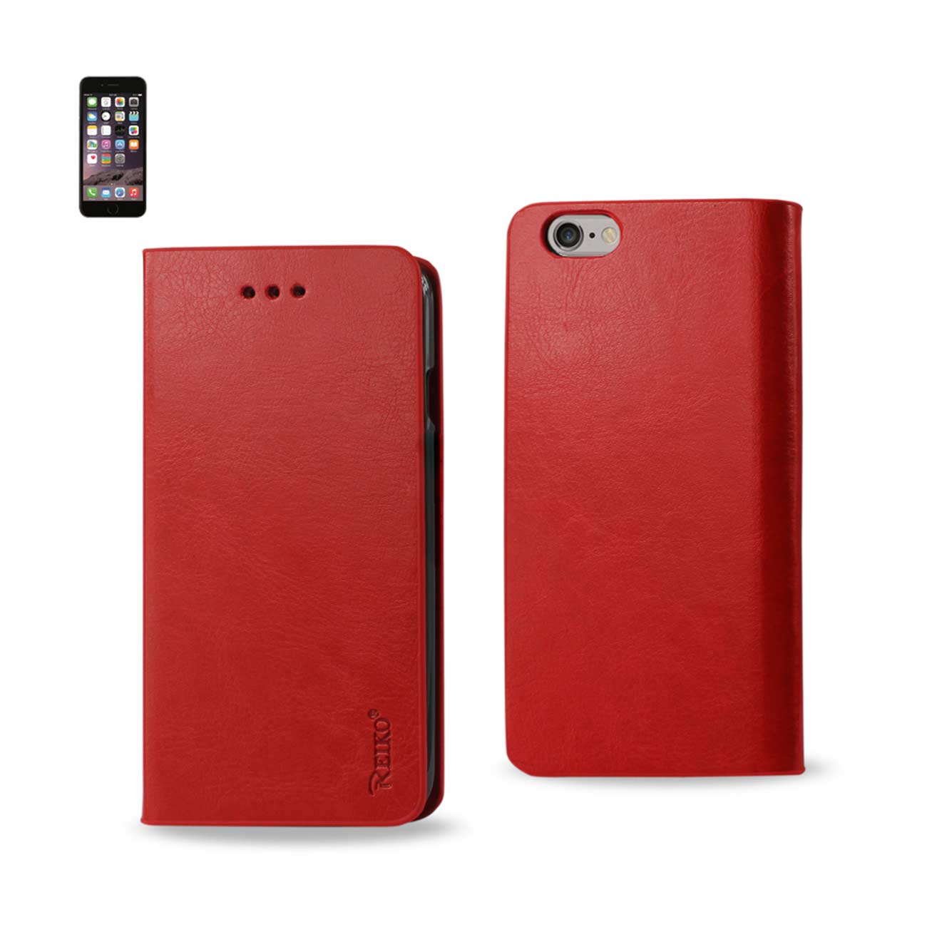 iPhone 6 Plus Flip Folio Case With Card Holder In Red