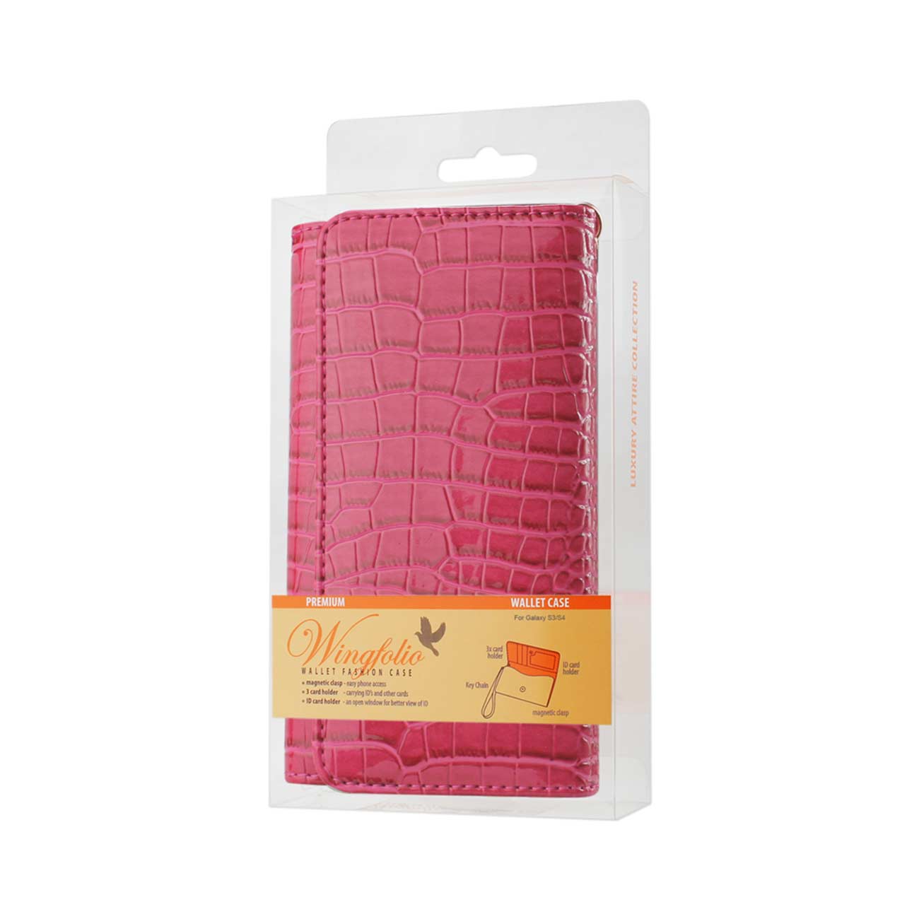 Purse Wallet Case Crocodile Pattern Hot Pink Color