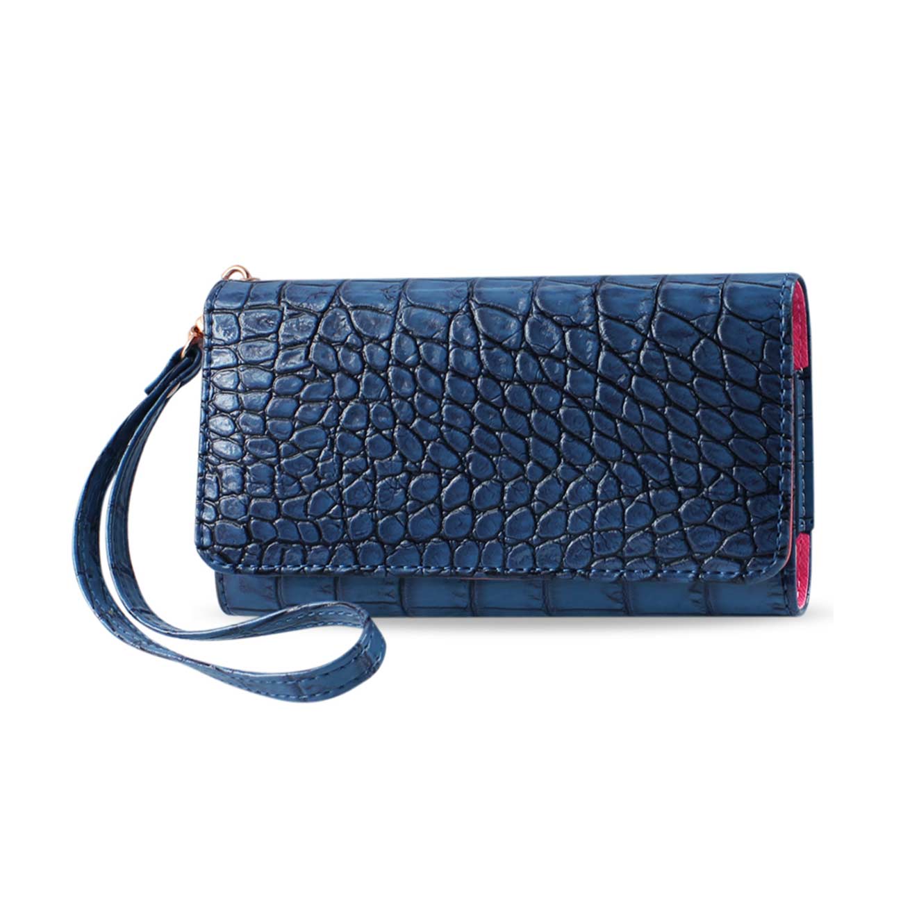 Purse Wallet Case Crocodile Pattern Navy Color