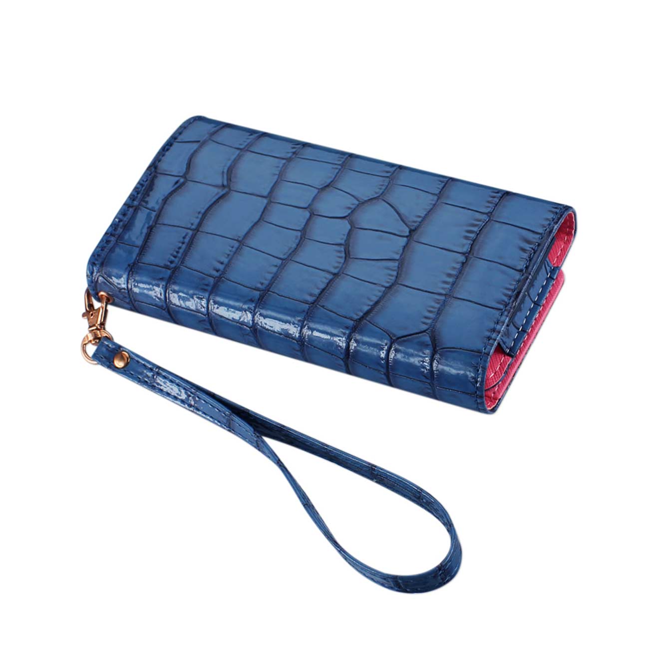 Purse Wallet Case Crocodile Pattern Navy Color