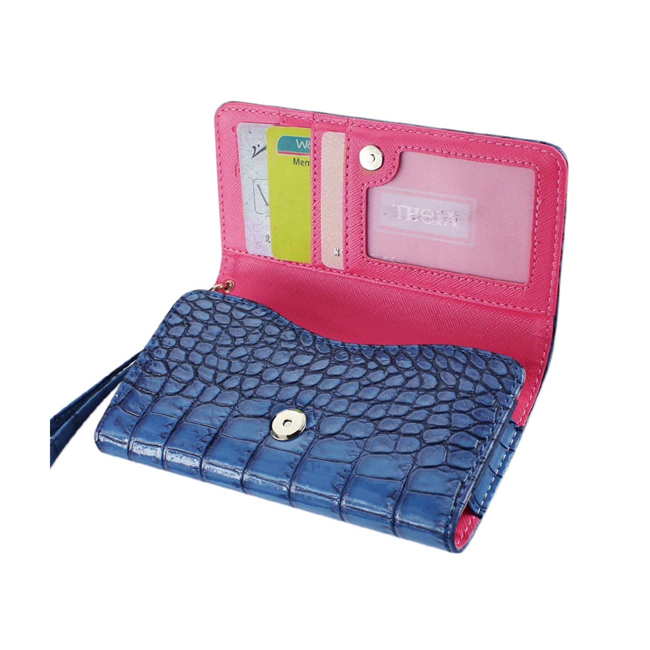 Purse Wallet Case Crocodile Pattern Navy Color