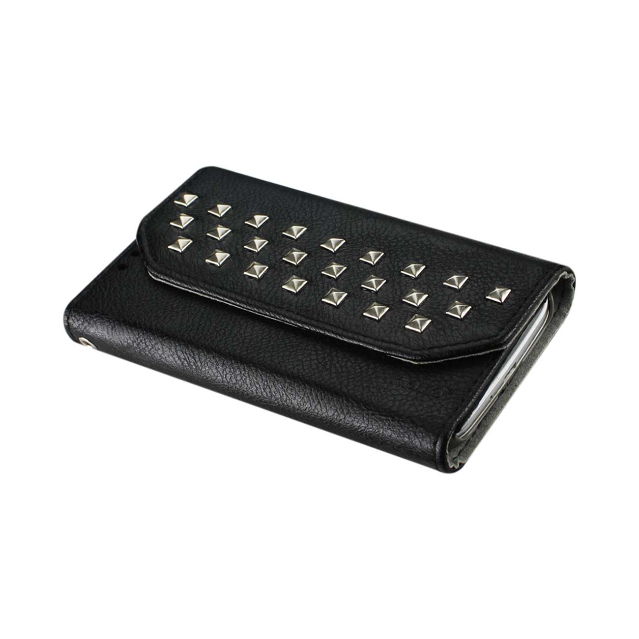 Wallet Case Studs Samsung Galaxy S4 Black Color