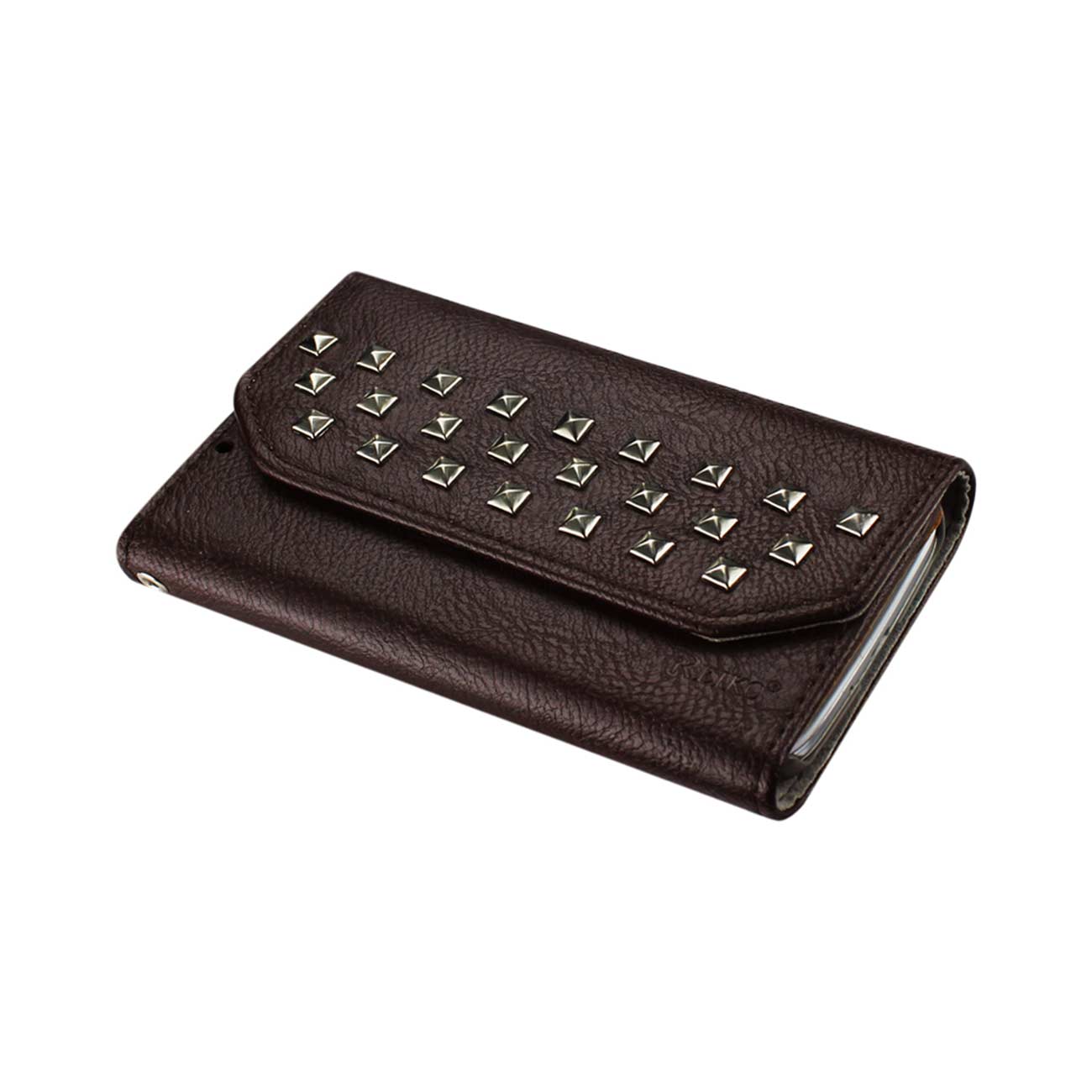 Wallet Case Studs Samsung Galaxy S4 Brown Color