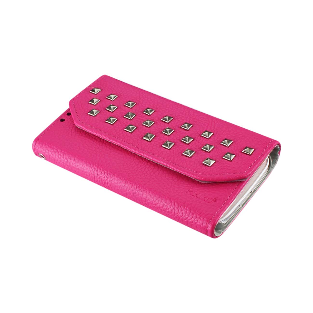 Wallet Case Studs Samsung Galaxy S4 Hot Pink Color
