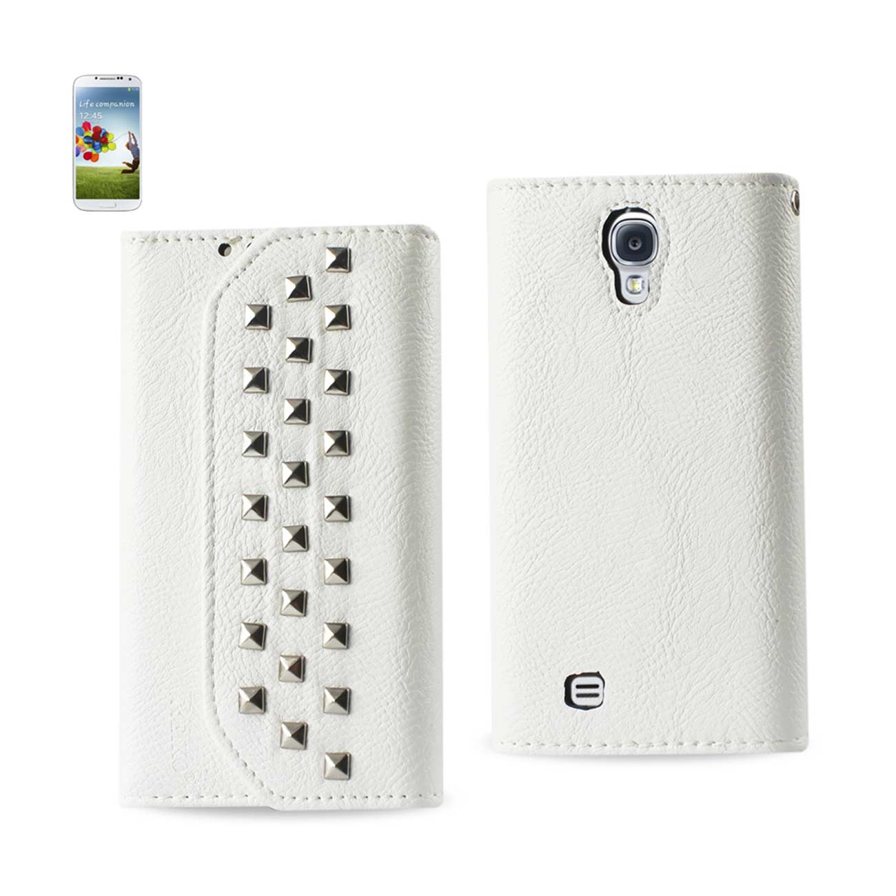 Wallet Case Studs Samsung Galaxy S4 White Color