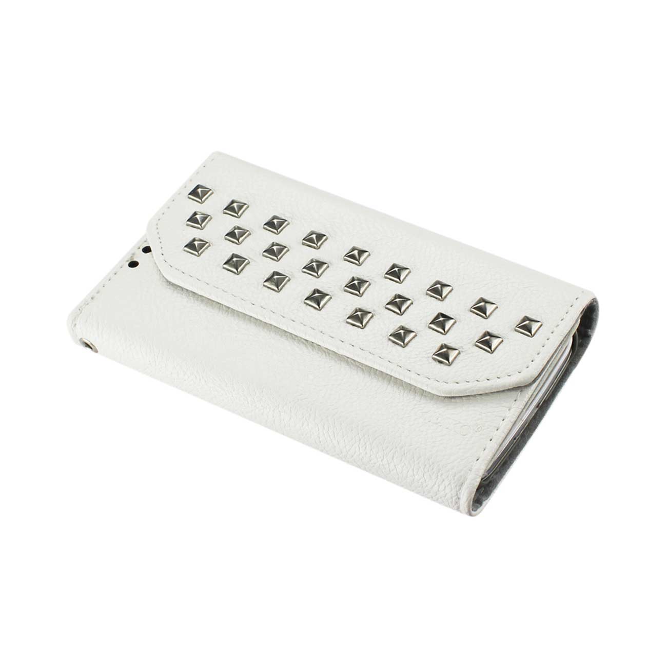Wallet Case Studs Samsung Galaxy S4 White Color