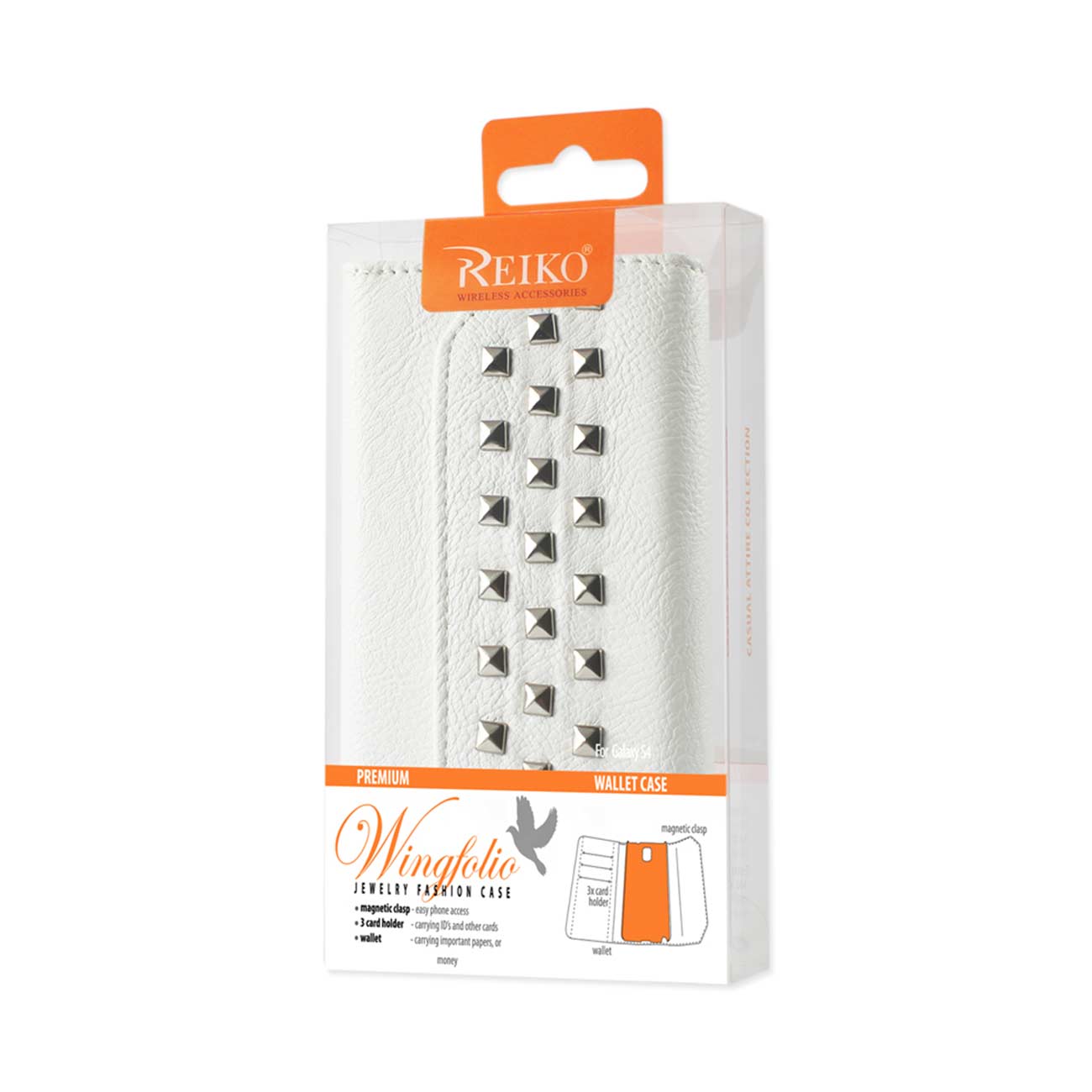 Wallet Case Studs Samsung Galaxy S4 White Color