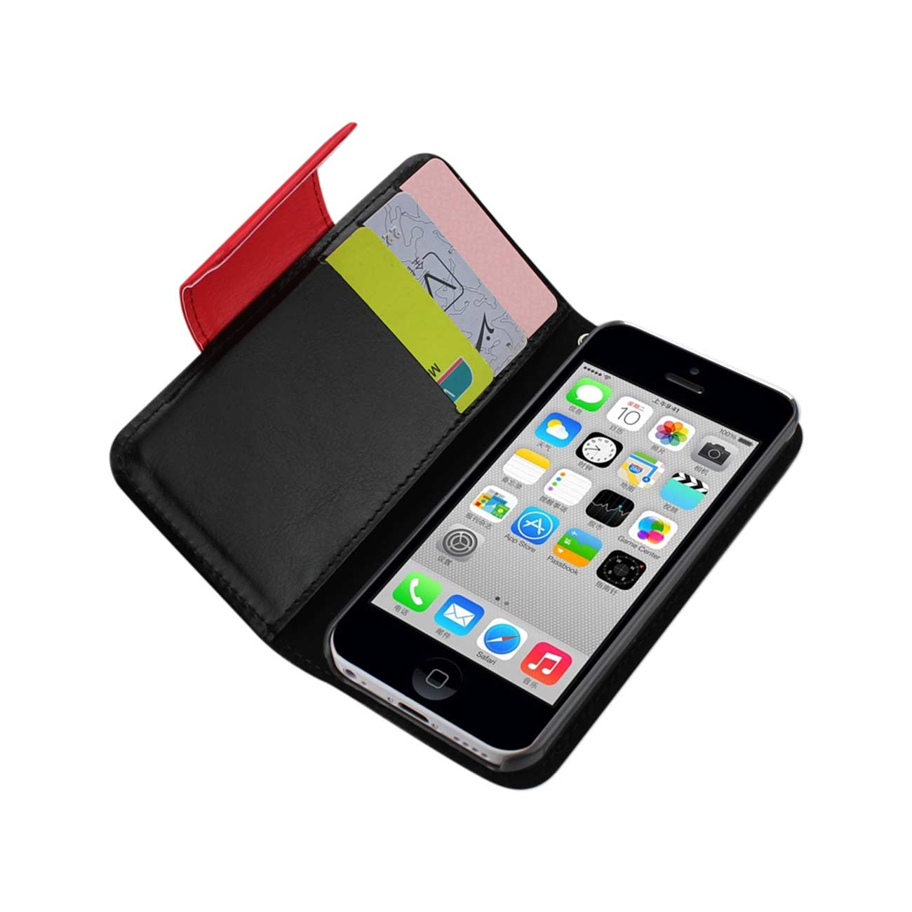 Wallet Case Jewelry Diamond Studs Belt iPhone 5C Black Color