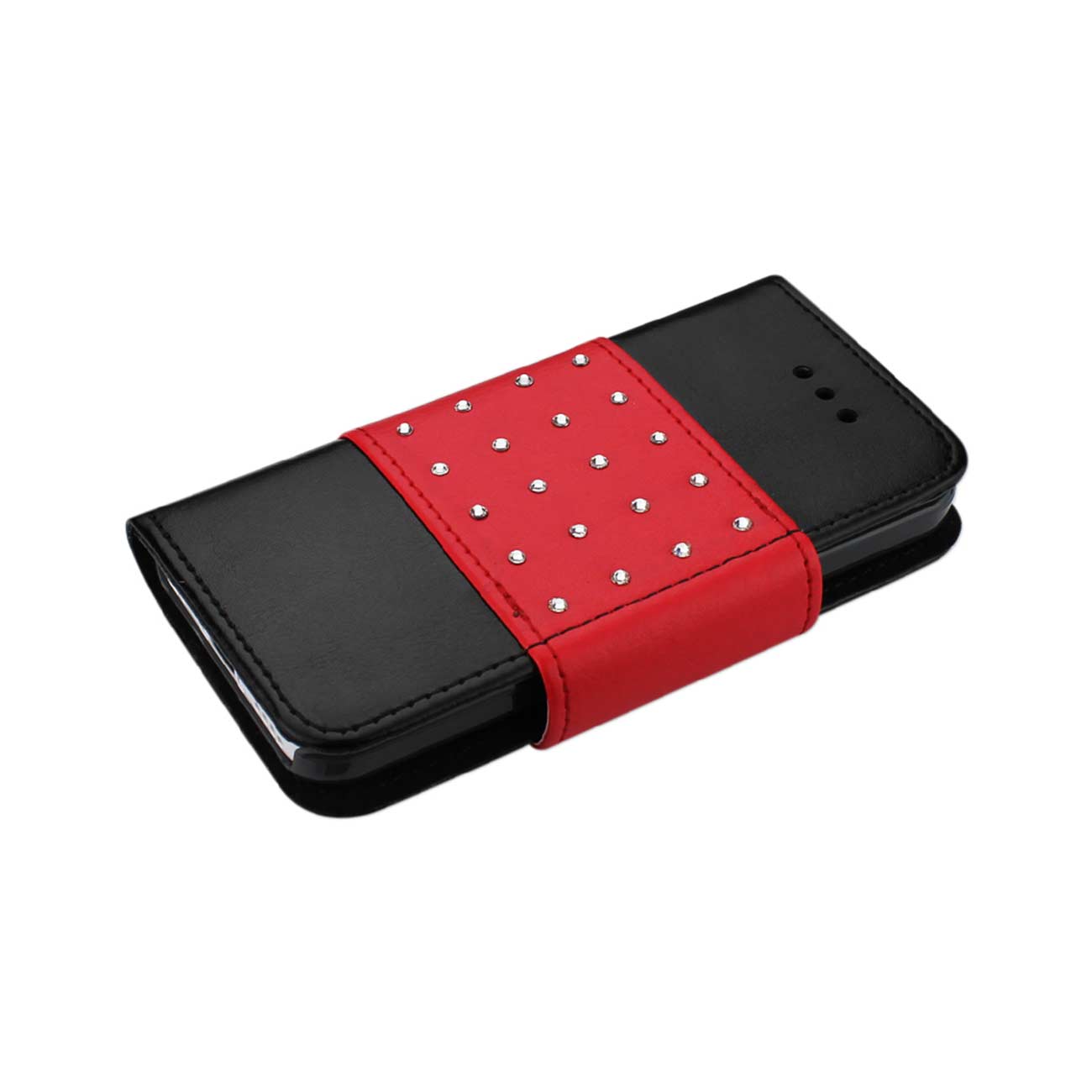 Wallet Case Jewelry Diamond Studs Belt iPhone 5C Black Color