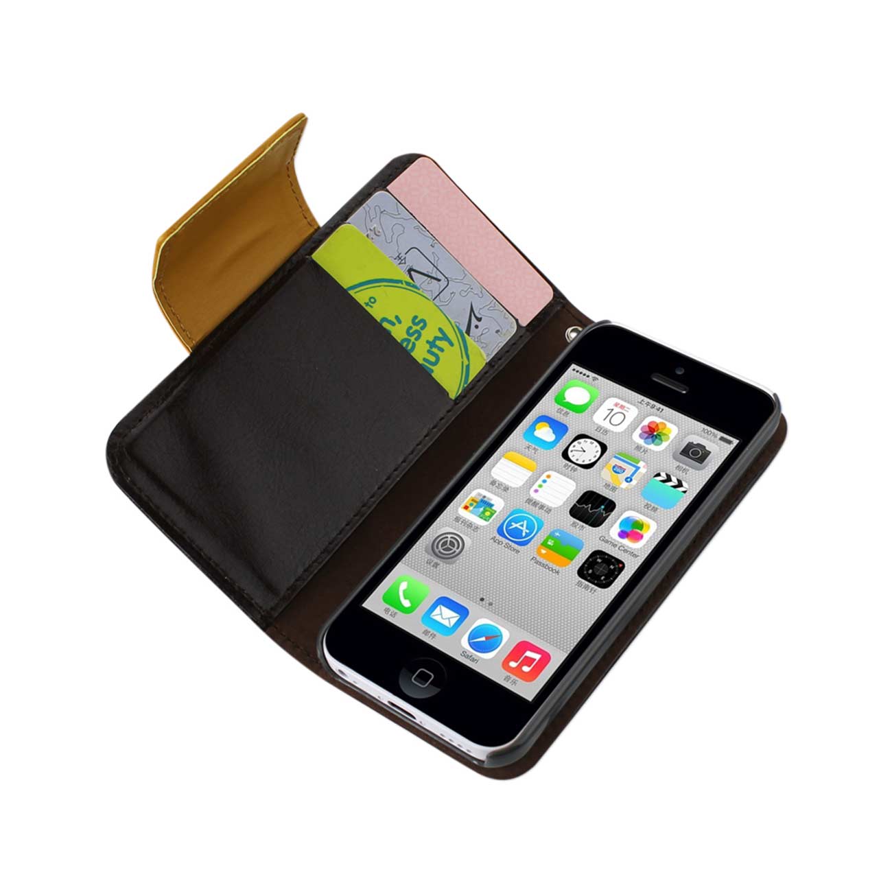 Wallet Case Jewelry Diamond Studs Belt iPhone 5C Brown Color